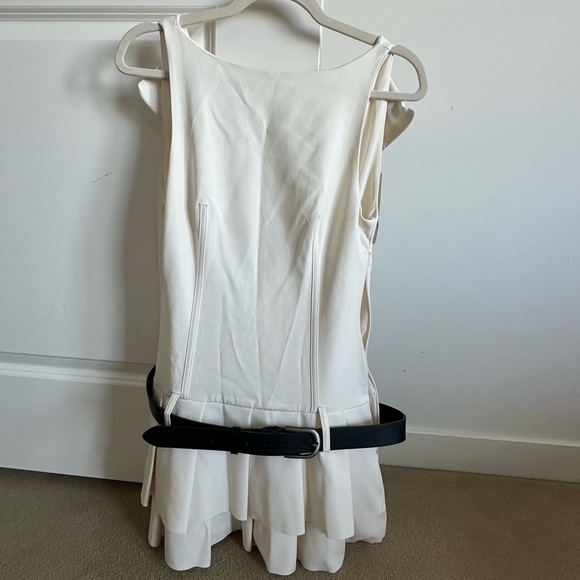 Zara Dropped Waist Ruffle White Sleeveless Dress - Picture 1 of 3